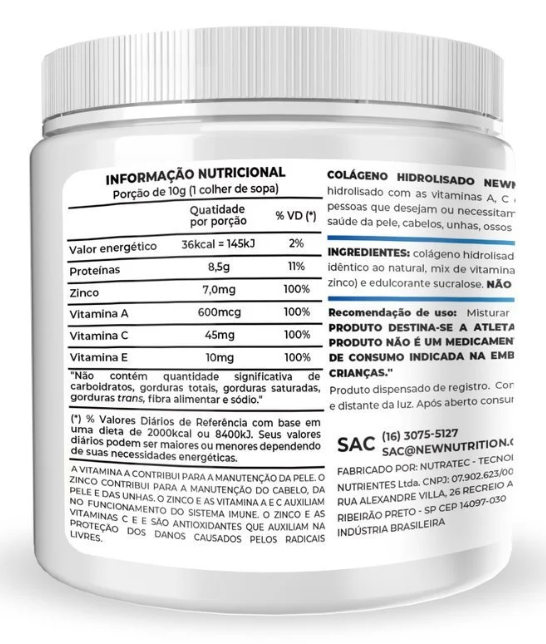 Tabela Nutricional New Nutrition